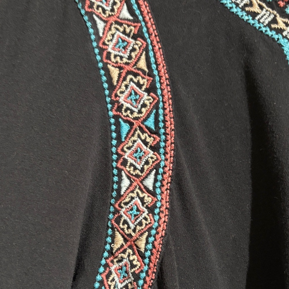 Black Top with Blue and Red Embroidery - Picture 8 of 11